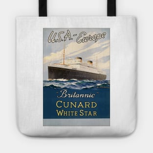 Britannic - Cunard White Star Ocean Liner Vintage Travel Poster Tote