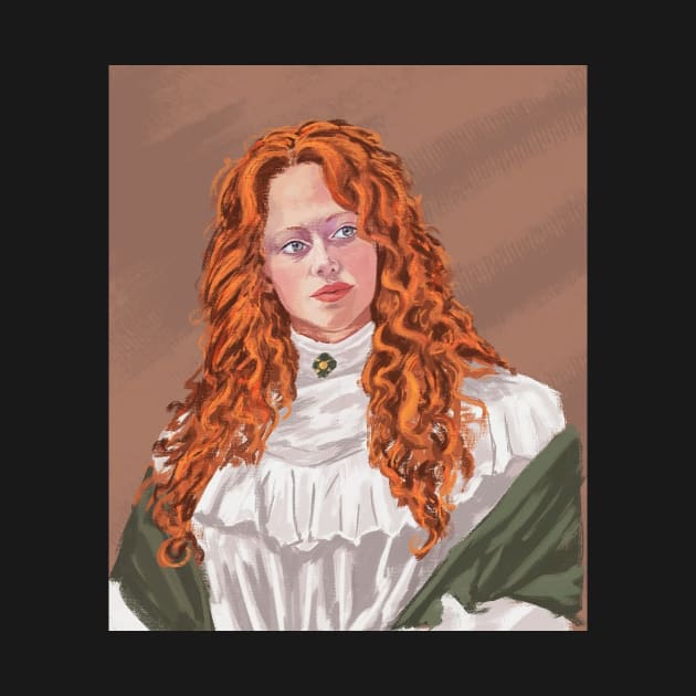 redhead by digital oil painting