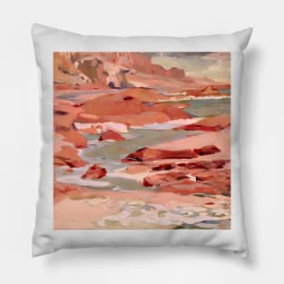 Red Rocks on the Seashore Pillow