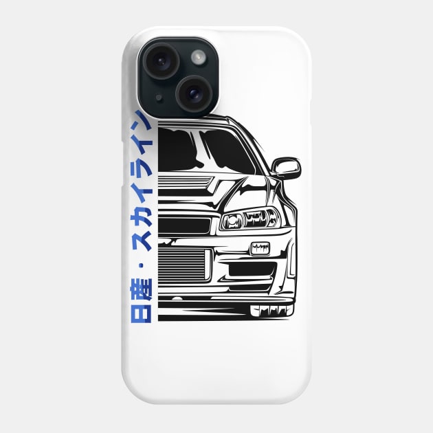 Skyline R34 GTR V Spec Phone Case by idrdesign