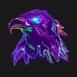 Neon Badass Cyberpunk Eagle Mecha T-Shirt