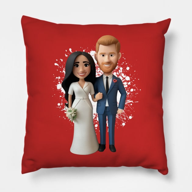 Prince Harry And Meghan Markle Pillow by k9-tee