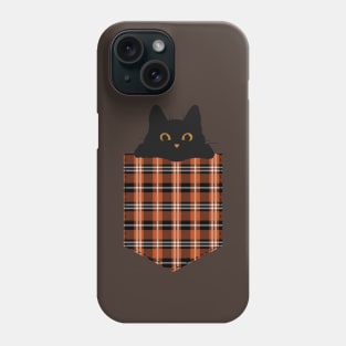 Black cat in orange pocket Phone Case