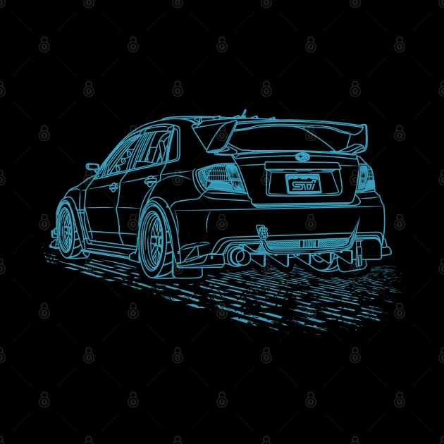 Subie Impreza WRX Stinkeye Lineart Blueprint by Guyvit