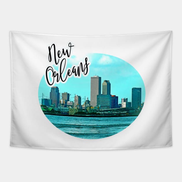 New Orleans Skyline (video game graphic style) Tapestry by RoxanneG