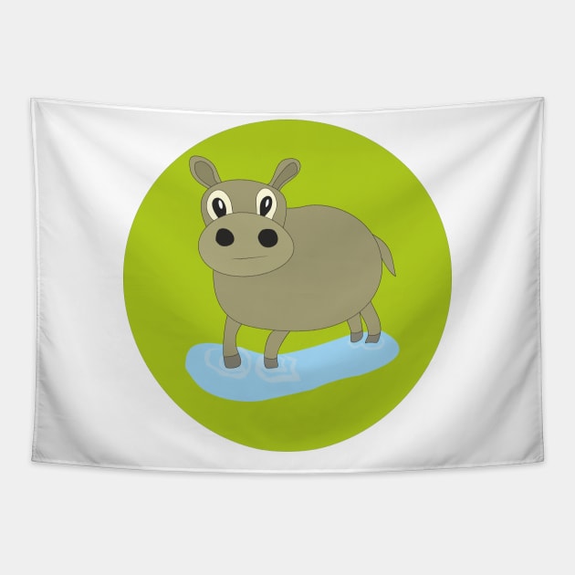 Funny hippo Tapestry by Alekvik