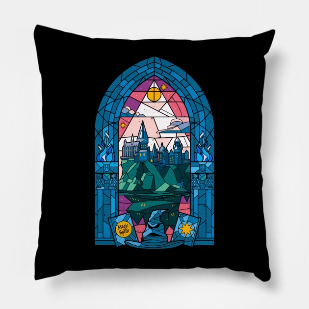 Stained Glass Castle Pillow by BER