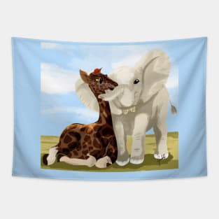 Elephant Aziraphale and Giraffe Crowley Tapestry