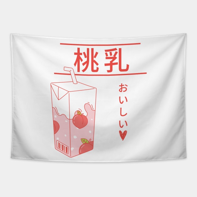 Kawaii Japanese Peach Milk Tapestry by Moshi Moshi Designs