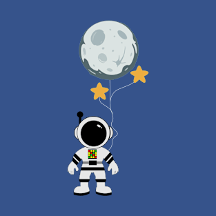 Astronaut Moon and Stars (Blue) T-Shirt