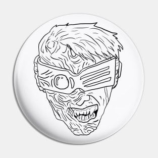 Scary Bionic Cyborg Monster Horror Black Lineart Pin