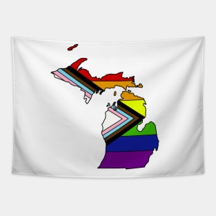 Progress pride flag- Michigan Tapestry