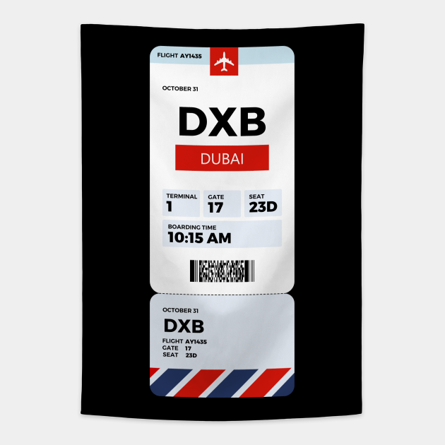 Dubai boarding pass Dubai Boarding Pass Tapestry TeePublic