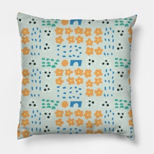 Blue Vintage Floral, Pastel Flower Print Pillow