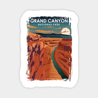 Grand Canyon National Park at Night Vintage Minimal retro Travel Poster Magnet