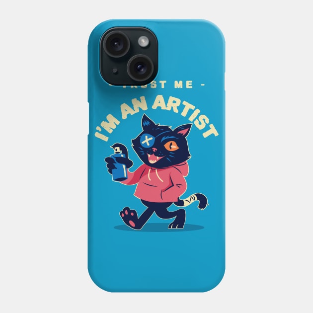 Funny Cat Painter - Trust Me I'm An Artist Phone Case by Etopix