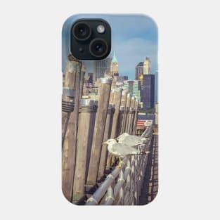 Seagulls Manhattan Skyline Liberty Island New York City Phone Case
