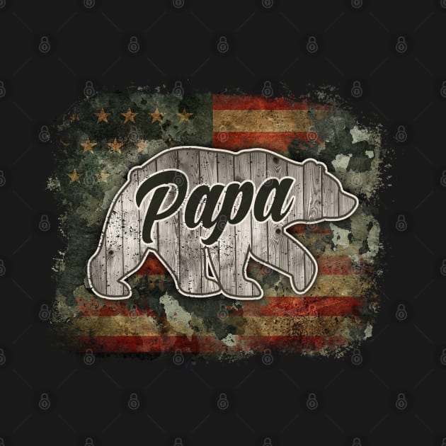 Papa bear; Papa; Dad; bear; American dad; American papa; USA; America; flag; patriotic; Father's Day; gift for dad; gift for papa; dad; father's day gift; pappy; grandpa; gift; son; daughter; child; children; stars and stripes; by Be my good time