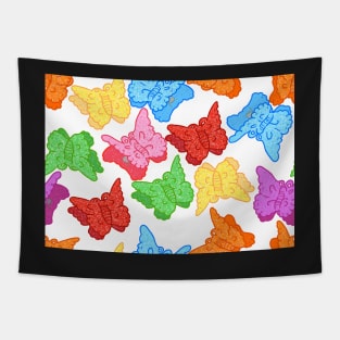 Rainbow Y2K Butterfly Clips on White Tapestry