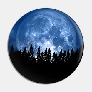 Spacecore Aesthetic Full Moon Over Pine Trees Astronomy Telescopes Pin