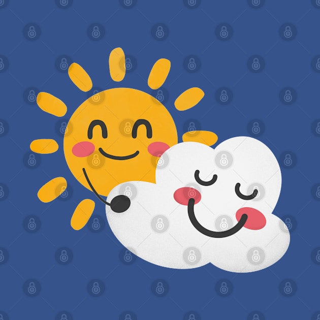 Sun Hugging Cloud - Cute Kawaii Design by DankFutura