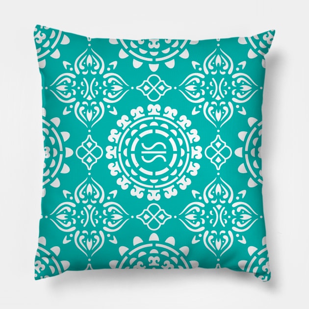 Flo Medium Pattern Pillow - Teal Pillow by floasis