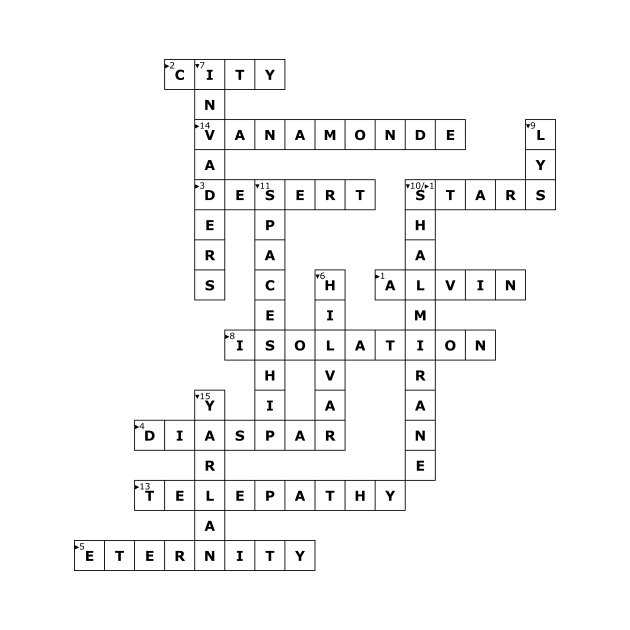 (1956TCATS) Crossword pattern with words from a famous 1956 science fiction book. by ScienceFictionKirwee