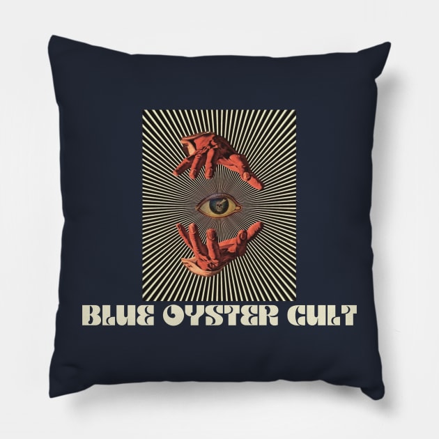 Hand Eyes Blue Oyster Cult Pillow by Kiho Jise