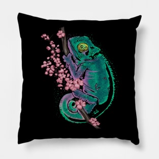 chameleons and cherry blossoms Pillow