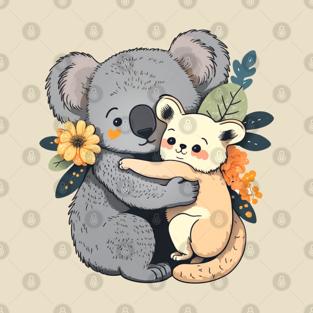 Koala Hugging a Friend - Cute by Bondoboxy