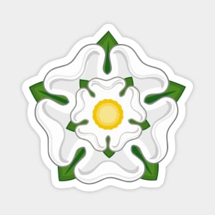 English White York Rose Tudor Heraldic Emblem Magnet