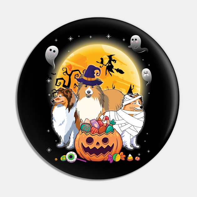 Sheltie Dog Mummy Witch Moon Ghosts Happy Halloween Thanksgiving Merry Christmas Day Pin by joandraelliot