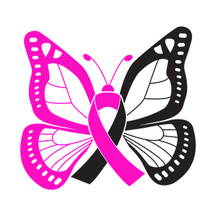 Pink and Black Butterfly Awareness Ribbon T-Shirt