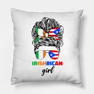 Half Irish And Puerto Rican Rico Ireland Flag Girl Pillow