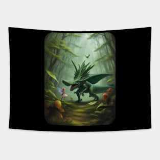 Fairy and Dinosaur meet up in the Forest, Tapestry