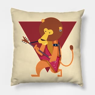 Music is life Lion Guitarist design for music lovers T-Shirt Pillow