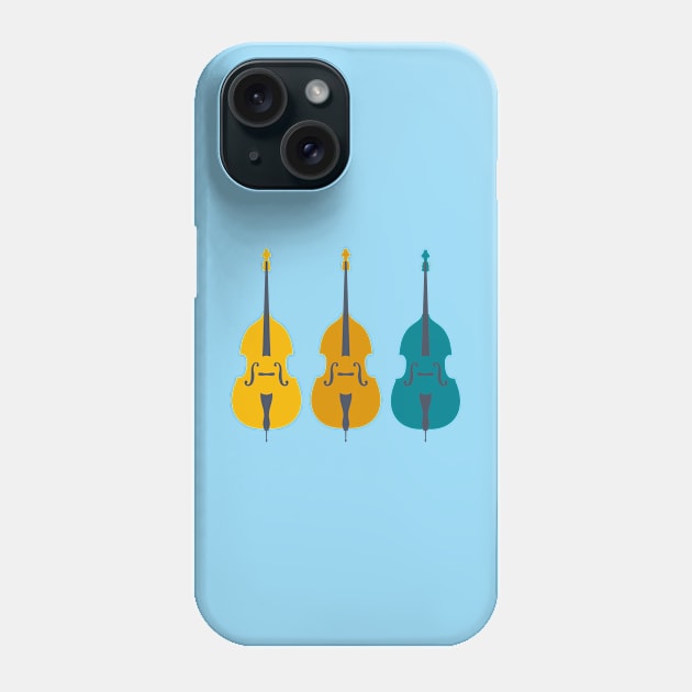 Trio of Teal Double Basses Phone Case by NattyDesigns