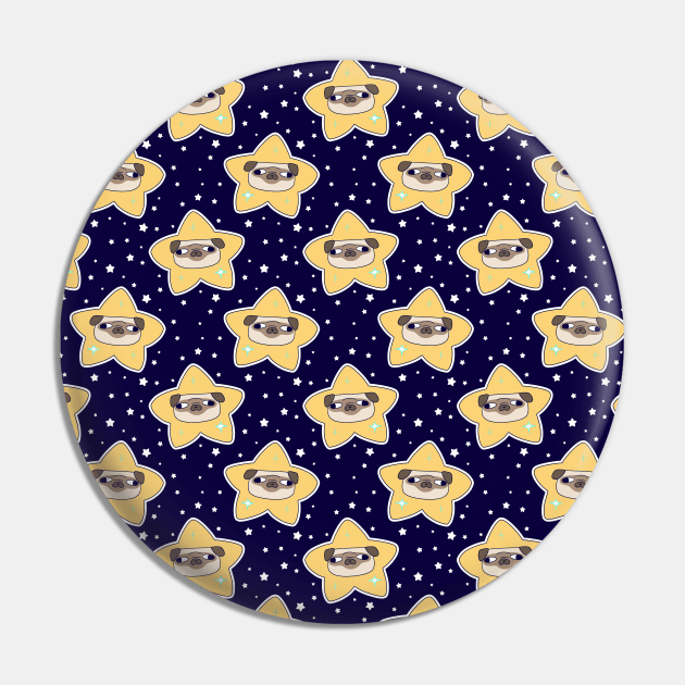 Star Pug Face Pattern Pin by saradaboru