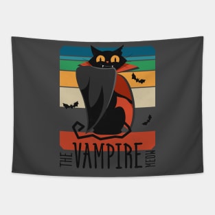 The Vampire Meow • Cute Evil Black Cat • Collection: Mad Lockdown Cat • Vintage design Tapestry