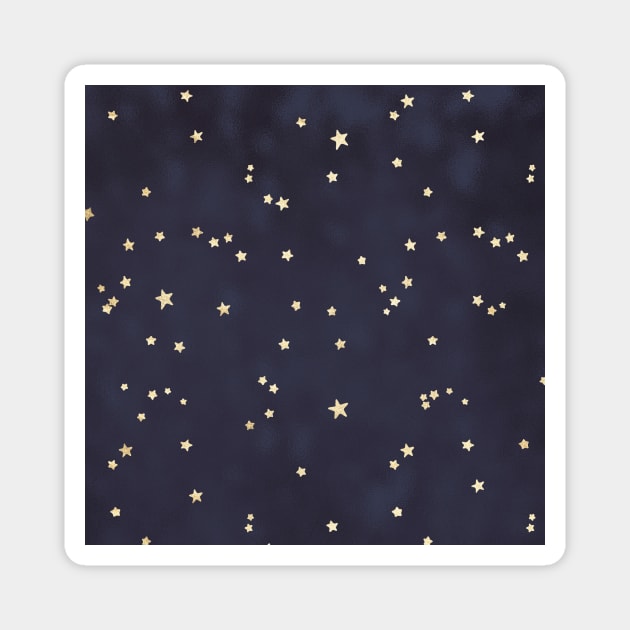 Navy Blue Night Sky Gold Stars Space Galaxy Magnet by Printable Pretty