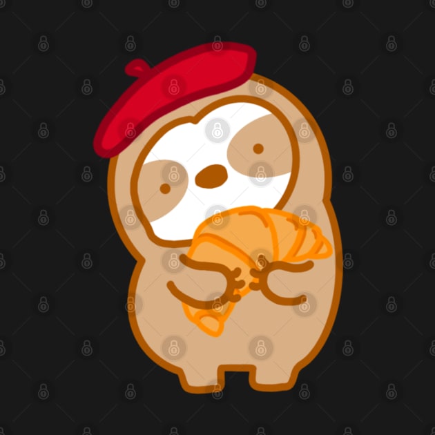 Cute Parisian Croissant Sloth by theslothinme