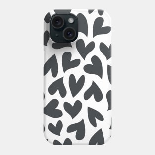 Black and white seamless hearts pattern Phone Case