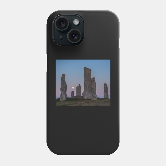 Callanish and full moon rising Phone Case by fairyfreak