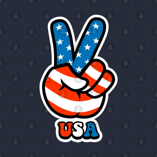 July 4th Peace Sign Freedom Fingers made of American USA Flag Symbol by ChattanoogaTshirt