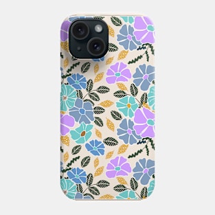 Lilac and Aqua Wildflower Bouquet surface pattern Phone Case