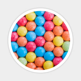 Multicolored Sweet and Sour Candy Sugar Tarts Photo Circle Magnet