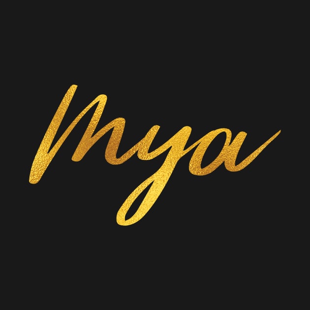 Mya Name Hand Lettering in Faux Gold Letters by Pixel On Fire