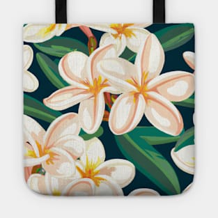 Enchanting White Blooms on Deep Green Leaves Tote