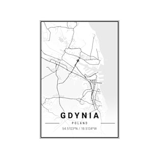 Gdynia Light City Map T-Shirt