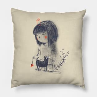 Girl and cat Pillow